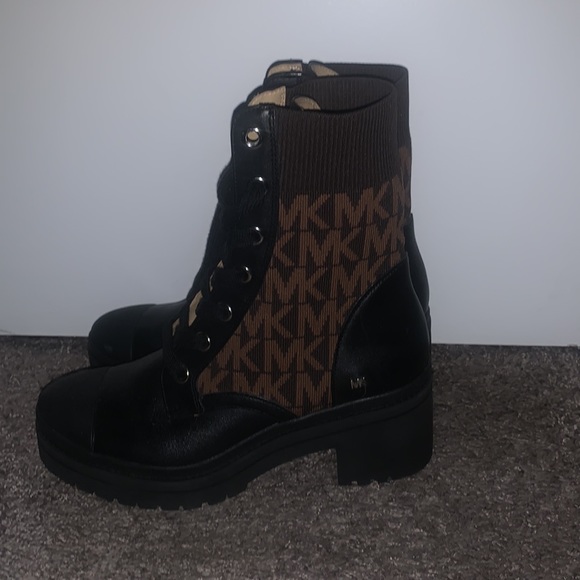 Brea Leather and Logo Jacquard Combat Boot - Picture 3 of 5